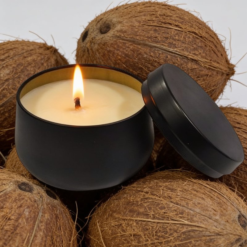 Vela Lata Negra Coconut